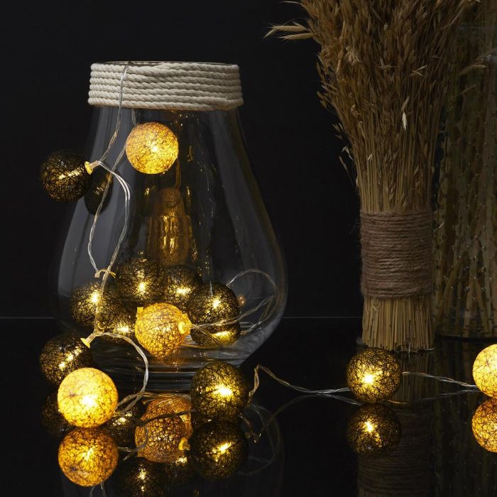 Home Deco Factory Guirnalda Luz 15 Led Negro y Dorado, Conexión Usb, Ideal para Decoración 3