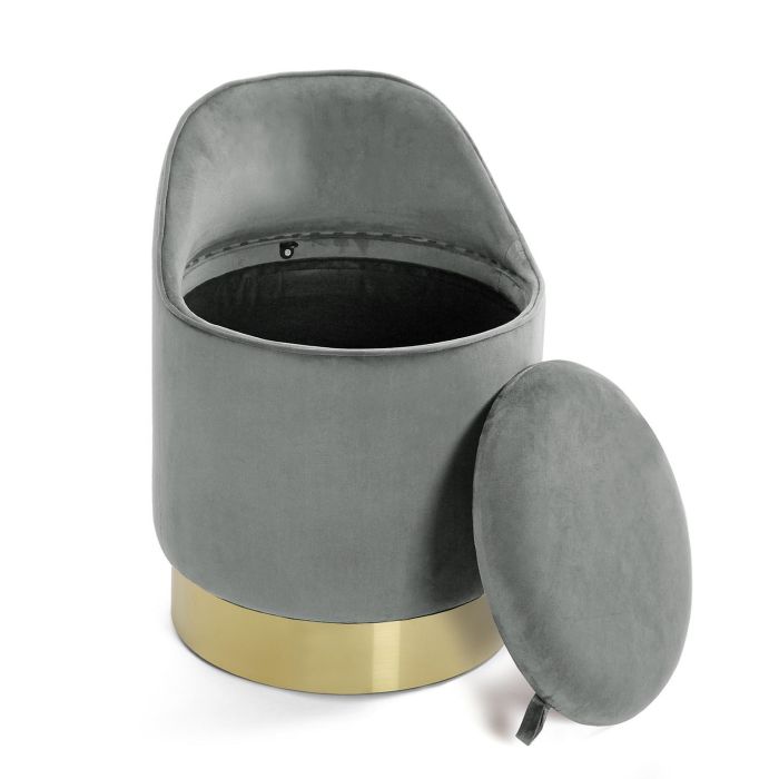 Puff Gris / Dorado Almacenaje Versa 40X55CM (2 Unidades) 2 Puff Gris / Dorado Almacenaje Versa 40X55CM (2 Unidades) 2