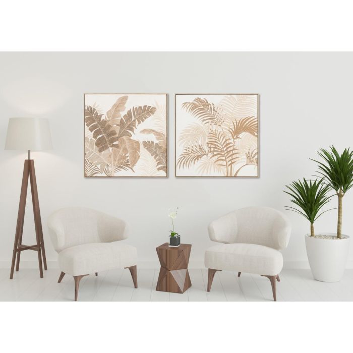 Cuadro Tropical DKD Home Decor Blanco Natural 4.5 x 100 x 100 cm (2 Unidades) 3