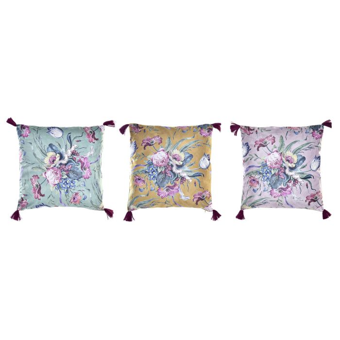 DKD Home Decor Cojín Shabby Poliéster 15x45x45 cm con Flecos y Cremallera (6 Unidades) Surtido