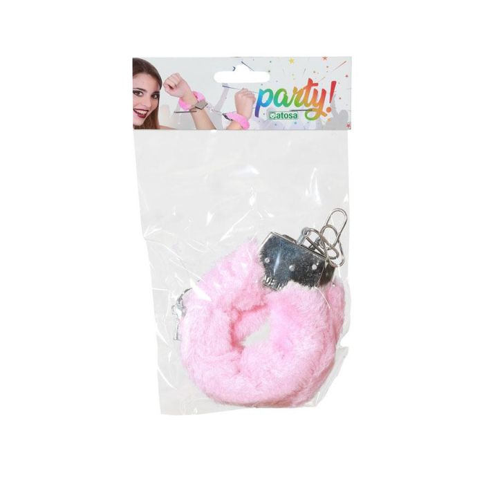 Esposas Metálicas con Forro de Peluche Rosa para Despedidas de Soltera y Bromas Adultas 1 Esposas Metálicas con Forro de Peluche Rosa para Despedidas de Soltera y Bromas Adultas 1