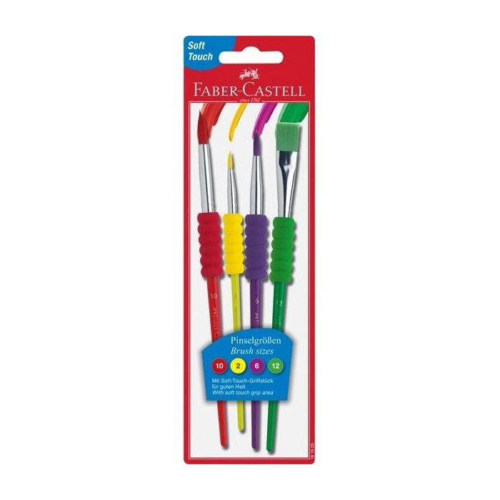 FABER-CASTELL BK - Set de 4 Pinceles con Mango Suave (Softgriffstück)