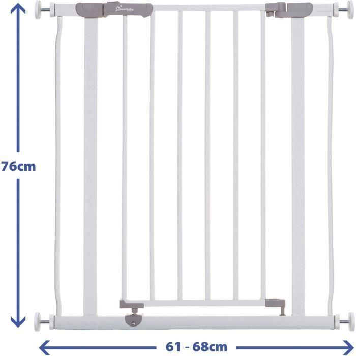 Barrera de seguridad - DREAMBABY - AVA - Montada a presión - 61-68 x 76 cm - Doble cierre - Blanco 1