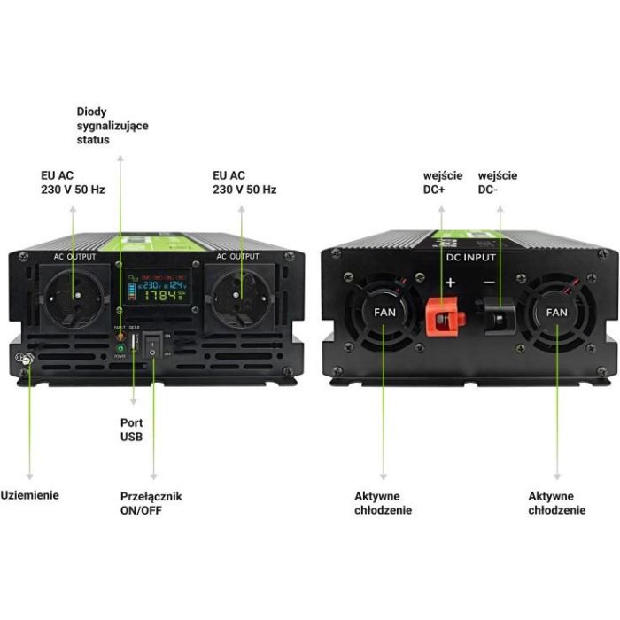 Green Cell KFZ Spannungswandler Power Inverter 12V > 230V 2000W/4000W Display 3 Green Cell KFZ Spannungswandler Power Inverter 12V > 230V 2000W/4000W Display 3