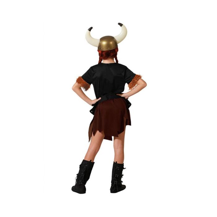 Disfraz Vikinga Guerrera Niña Infantil 3-4 Años Negro. Incluye Vestido Corto y Cinturón de Polyester. Temática Carnaval. 2