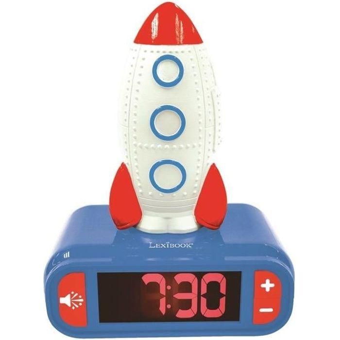 Lexibook Despertador Infantil Cohete con Luz Nocturna y Sonidos Espaciales, Alarma con Pantalla LCD Digital y Función Snooze Lexibook Despertador Infantil Cohete con Luz Nocturna y Sonidos Espaciales, Alarma con Pantalla LCD Digital y Función Snooze