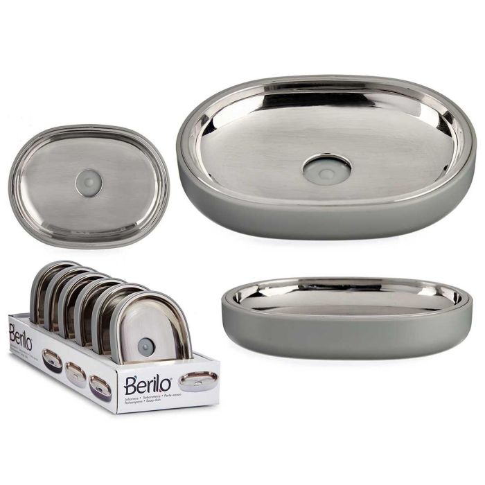 Jabonera Plateada Gris Berilo 13X2CM (12 Unidades) Jabonera Plateada Gris Berilo 13X2CM (12 Unidades)