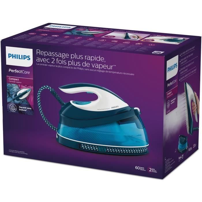 PHILIPS GC7840 / 20 - Estación de vapor compacta PerfectCare - 6,5 bar - Golpe de vapor de hasta 400 g - Depósito de agua de 1,5 L - SteamGlide 3 PHILIPS GC7840 / 20 - Estación de vapor compacta PerfectCare - 6,5 bar - Golpe de vapor de hasta 400 g - Depósito de agua de 1,5 L - SteamGlide 3