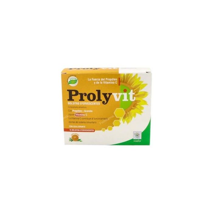 NOEFAR Prolyvit Efervescente con Propóleo y Vitamina C de Acerola para el Sistema Inmune, Sabor Limón, 16 Sobres
