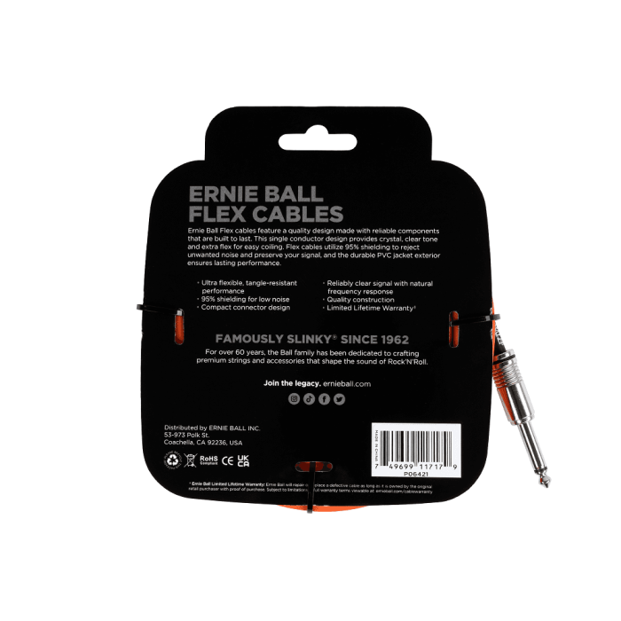 Cable Eb Instrumento Flex Jack-Jack Ss 6 M - Naranja 1 Cable Eb Instrumento Flex Jack-Jack Ss 6 M - Naranja 1