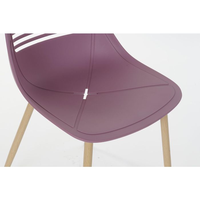 DKD Home Decor Silla Scandi Desmontable de Pp y Metal con Acabado Mate, Magenta y Marrón Claro (4 Unidades) – Altura Asiento 45 cm 1