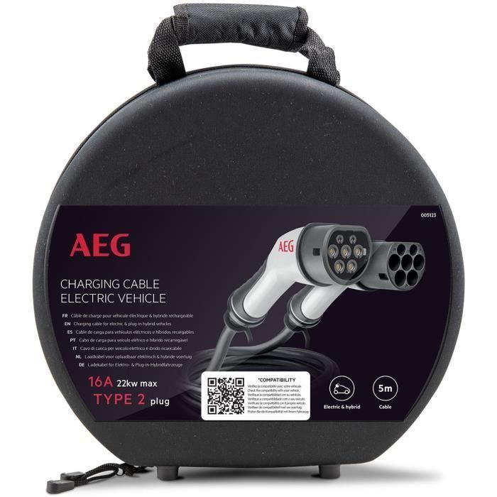 Cable de carga - AEG - 5123 - 16A para vehículos eléctricos e híbridos enchufables - 5m - Trifásico 16A 480V AC 4