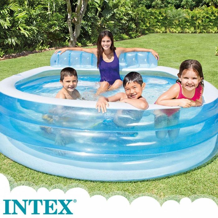 Piscina Hinchable Intex Sillón Azul Blanco 590 L 229 x 79 x 218 cm (2 Unidades) 2