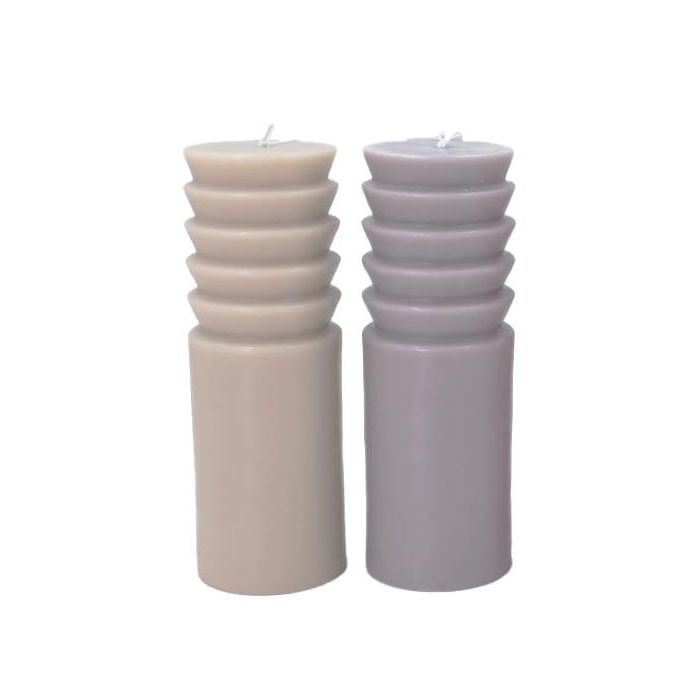 Vela Urban DKD Home Decor Gris Beige 6 x 19 x 6 cm (8 Unidades)