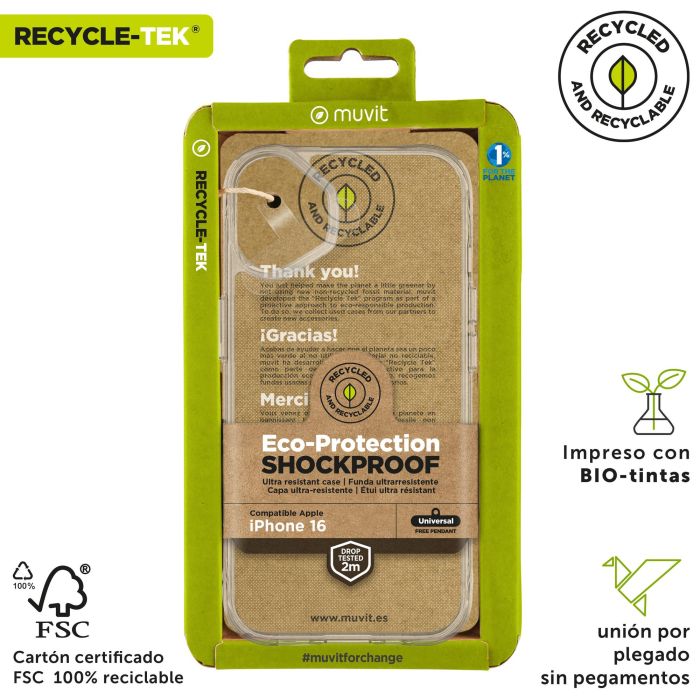 Muvit Funda Shockproof 2M para Apple iPhone - Protección contra caídas y arañazos, material reciclado 2 Muvit Funda Shockproof 2M para Apple iPhone - Protección contra caídas y arañazos, material reciclado 2