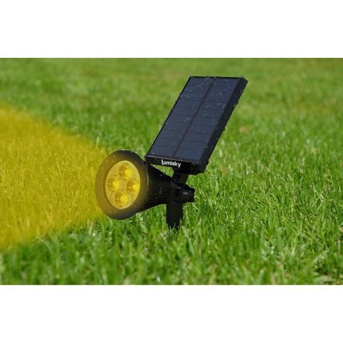 LUMI GARDEN Lote de 2 focos Foco LED de luz solar puntiagudo - Luz blanca cálida - 34 cm 2