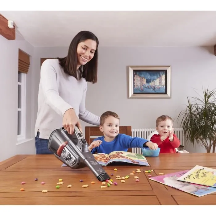 Black + Decker Aspirador de mano BHHV520JF-QW Dustbuster Lithium 18V 2 velocidades Autonomía 40min Titanio plateado negro 2 Black + Decker Aspirador de mano BHHV520JF-QW Dustbuster Lithium 18V 2 velocidades Autonomía 40min Titanio plateado negro 2