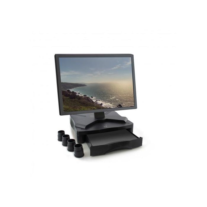 Ewent Ew1280 Elevador Soporte Monitor hasta 27 kg con Cajón A4 y Sistema de Cableado 2