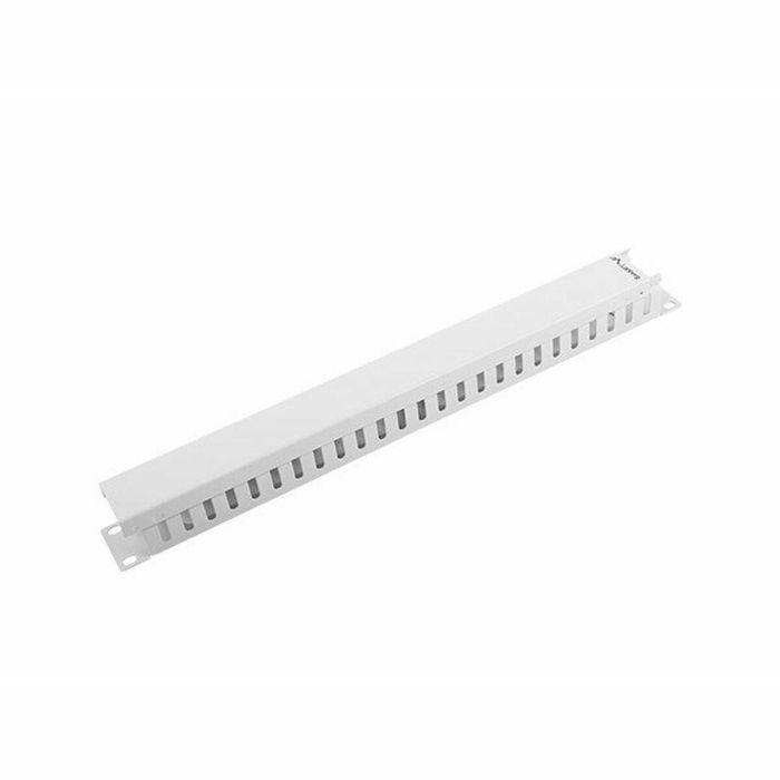 Lanberg Organizador de Cables Metálico 1U, Gris RAL7035, Compatible con Gabinetes 19"