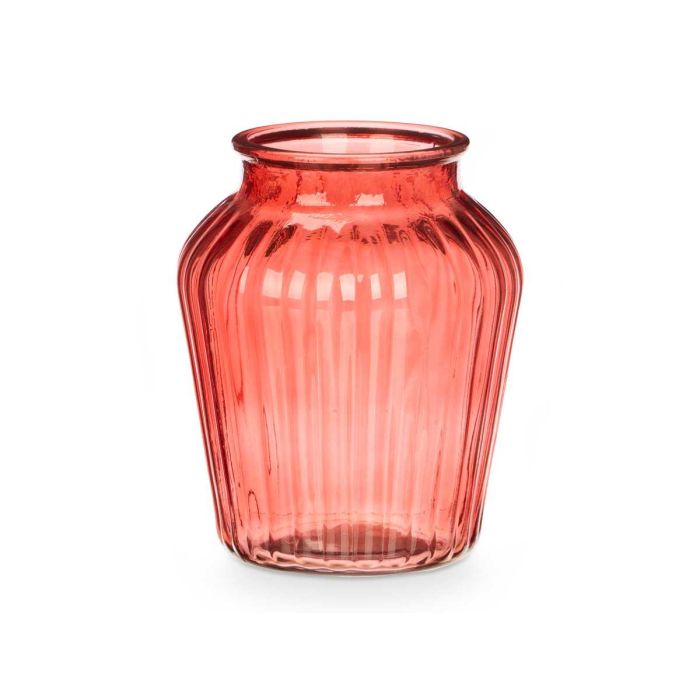 Jarron Cristal Boca Ancha Rayado Teja Giftdecor 20X25CM (6 Unidades) 1 Jarron Cristal Boca Ancha Rayado Teja Giftdecor 20X25CM (6 Unidades) 1