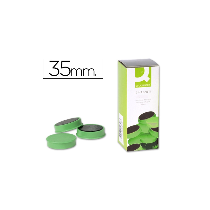 Q-connect Imanes para pizarras magnéticas, sujeción 35 mm, caja 10 unidades, verde 0 Q-connect Imanes para pizarras magnéticas, sujeción 35 mm, caja 10 unidades, verde 0