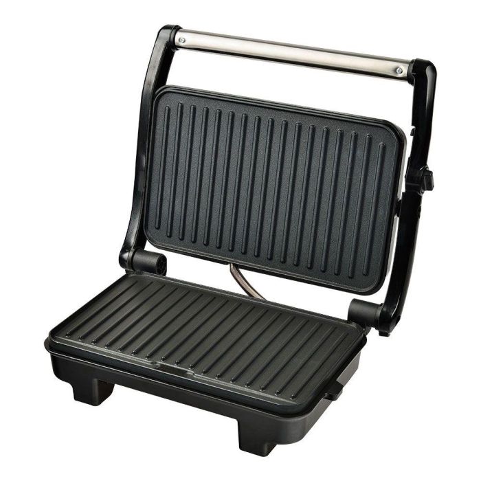 EDM Sandwichera Doble Grill 1500W, Superficie Antiaderente y Asa de Toque Frío, Cromado, 27.2 x 17 cm