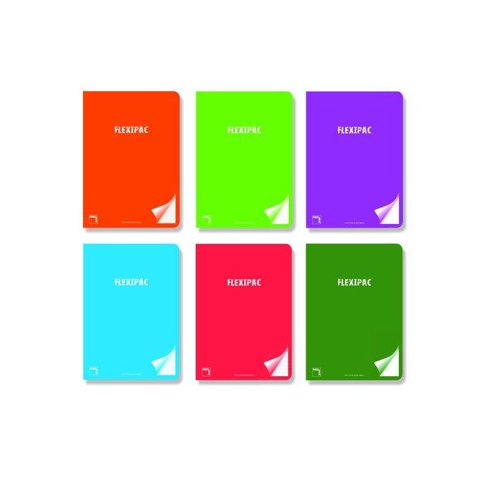 Libreta Pacsa Flexipac Tapa Pp A4 48H Cuadric.4X4 90G C/Margen Surtido (6 Col.) 6 unidades