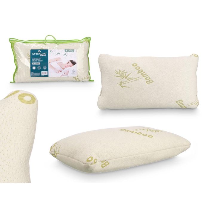 Giftdecor Almohada de Copos Viscoelástica con Relleno de Espuma de Poliuretano y Cubierta de Fibra de Bambú 40x70x15 cm Blanca (6 Unidades)