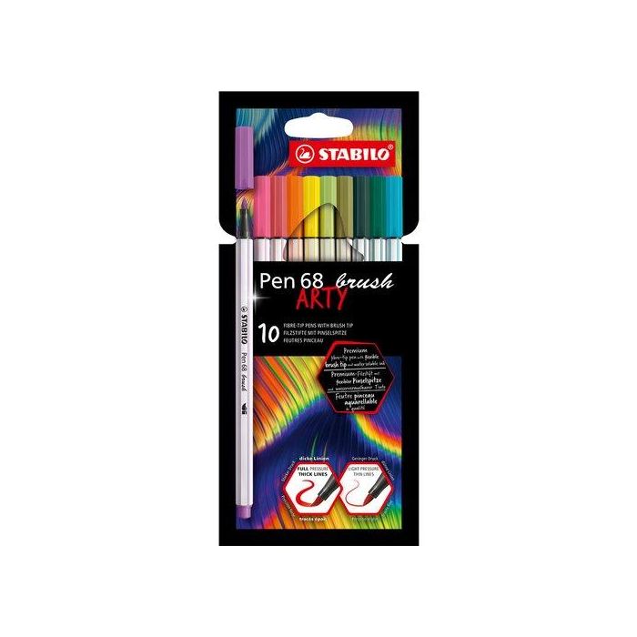 Rotulador Fibra Stabilo Pen Brush Arty Line Punta Pincel Caja Carton De 10