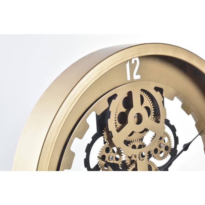 DKD Home Decor Reloj de Pared Loft Dorado Plateado Hierro Cristal 50x50x8 cm (2 Unidades) 2