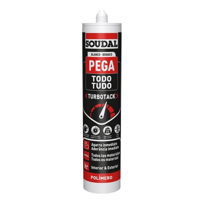 Soudal Pega todo turbotack - Adhesivo multiusos, alto agarre inicial, secado rápido, 290 ml - Ref. 160280