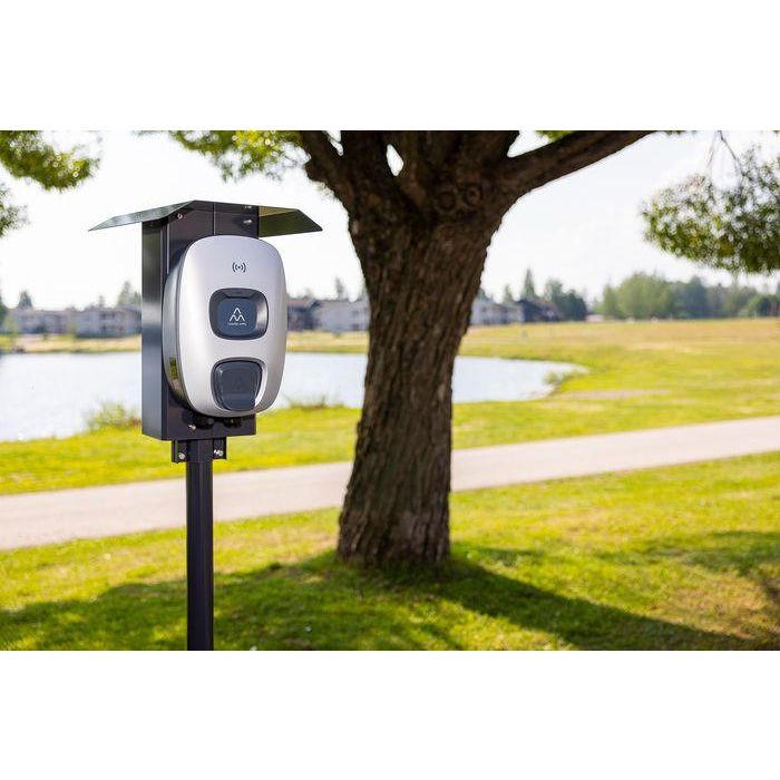 Next Green 205 D2 Soporte de Poste Polebox para Caja de Carga EV, Tubo Ø 60mm, Acero Sueco, Terminal y Carril DIN 10