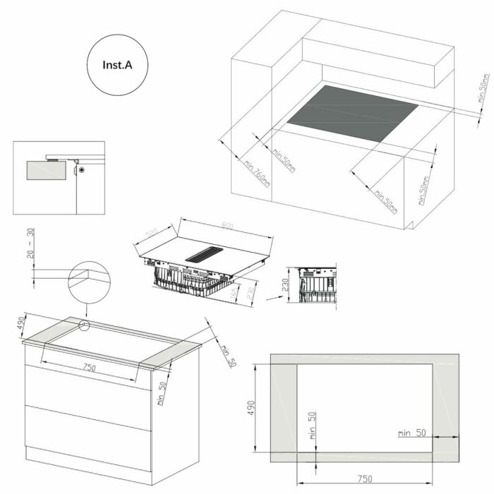 Placa de Inducción con Extractor integrado Cecotec Bolero Squad IH 4800 TotalFlex80 7400 W 6 Placa de Inducción con Extractor integrado Cecotec Bolero Squad IH 4800 TotalFlex80 7400 W 6