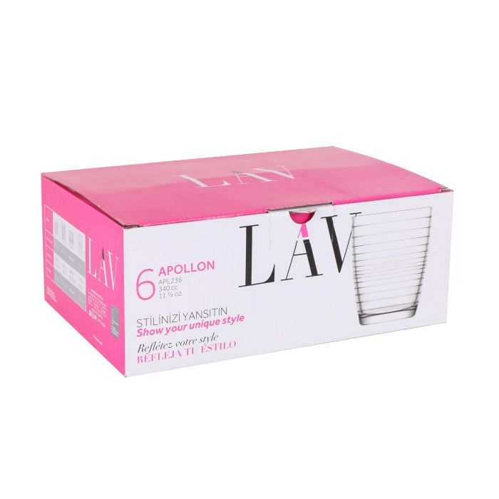 Set de 6 vasos Apollon 340 cc - Lav (8 Cajas) 4 Set de 6 vasos Apollon 340 cc - Lav (8 Cajas) 4