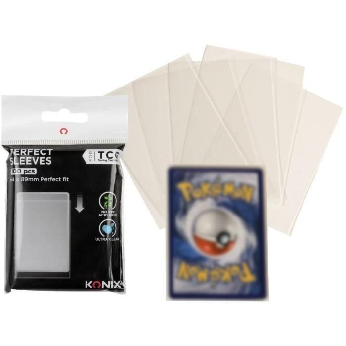 Konix AAAPQ89576 Fundas Perfect Sleeves para cartas, 100 bolsillos transparentes, compatible con Magic The Gathering, Pokémon