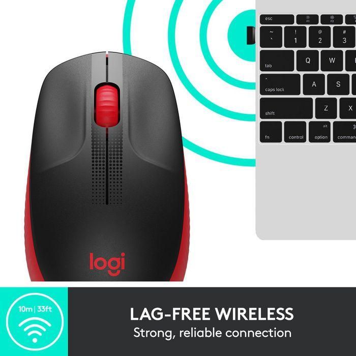 Logitech M190 Ratón Inalámbrico de Tamaño Completo, RF, Diseño Ergonómico para Manos Medianas-Grandes, Rojo, 18 Meses Batería, Seguimiento Preciso 8