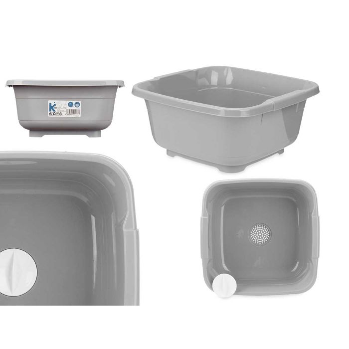 Barreño Cuadrado 11 L Gris con Tapon para Fregadero - Arte Regal 35x16x34 cm (12 Unidades) Barreño Cuadrado 11 L Gris con Tapon para Fregadero - Arte Regal 35x16x34 cm (12 Unidades)