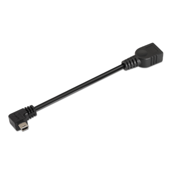 AISENS A101-0034 Cable USB 2.0 OTG Acodado Mini-USB B a USB A Macho Hembra Negro 0,15 m