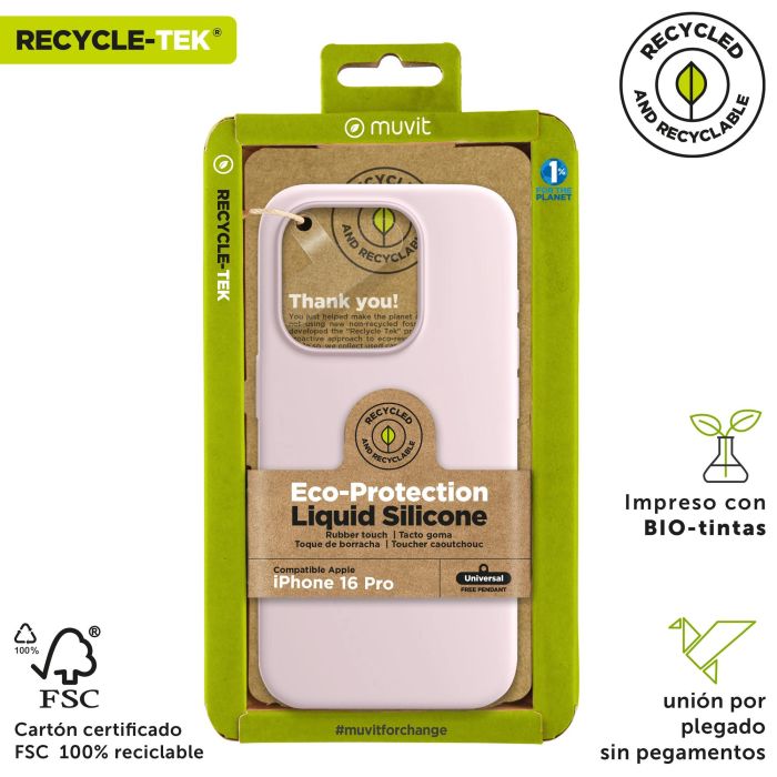 Muvit Funda Liquid Silicone Recycletek para Apple - Ecológica, Suave, Antideslizante, Protección Total 3 Muvit Funda Liquid Silicone Recycletek para Apple - Ecológica, Suave, Antideslizante, Protección Total 3