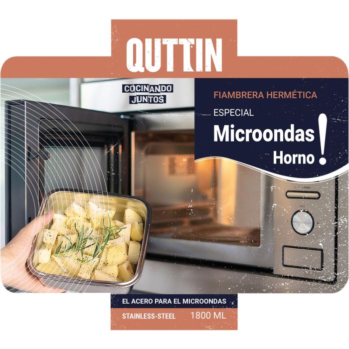 Quttin Fiambre Acero 1.8L para Microondas y Horno, 18 x 9 x 23 cm (12 Unidades) 8