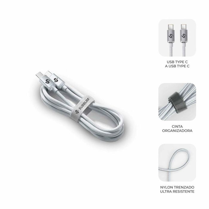 Cable USB-C a USB-C Subblim OPTIMUS Blanco 1 m 7