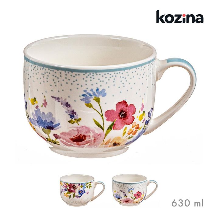 Kozina Tazón con diseño de flores, modelos variados, 630 ml
