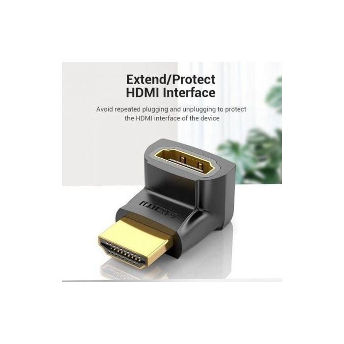 Vention AINB0-2 Adaptador HDMI 4K@60Hz 270º Macho a Hembra Chapado en Oro Negro para TV Monitor Proyector - Pack 2 Unidades