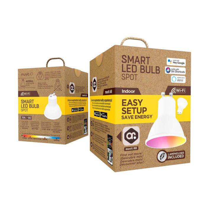Muvit Io Gu10 Bombilla Inteligente 5.5W RGB + Blanco Regulable Controlada por App y Asistentes de Voz 4