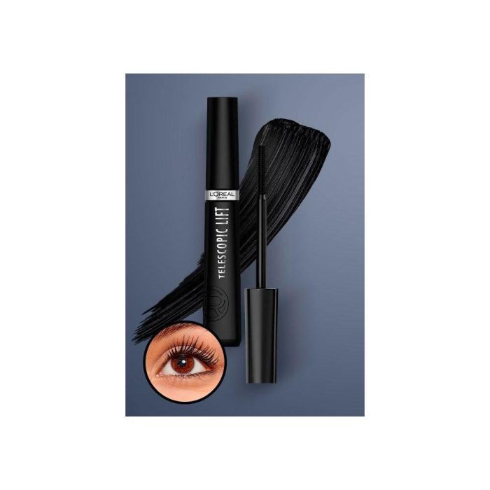 L'Oréal Paris Telescopic Lift Máscara Pestañas 10 ml, Efecto Lifting, Pigmentos Extra Negros, 36 Horas