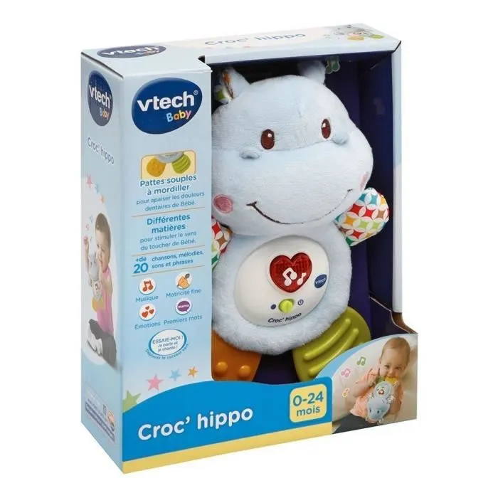 Vtech Baby Sonajero Croc'Hippo Peluche Mordedor Musical Texturizado para Bebé 2