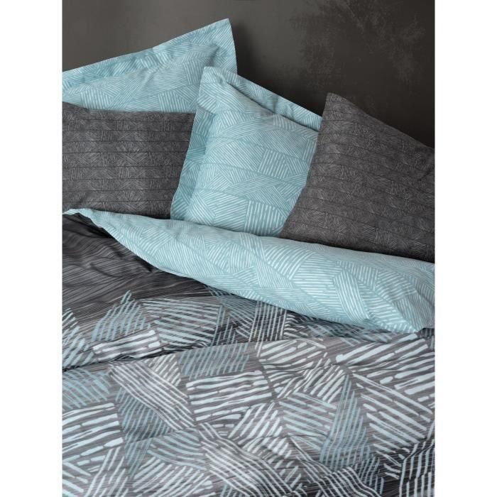 Juego de cama - 1 funda nórdica 220x240 cm + 2 fundas de almohada 60x60 cm - 100% algodón - Antracita 1 Juego de cama - 1 funda nórdica 220x240 cm + 2 fundas de almohada 60x60 cm - 100% algodón - Antracita 1