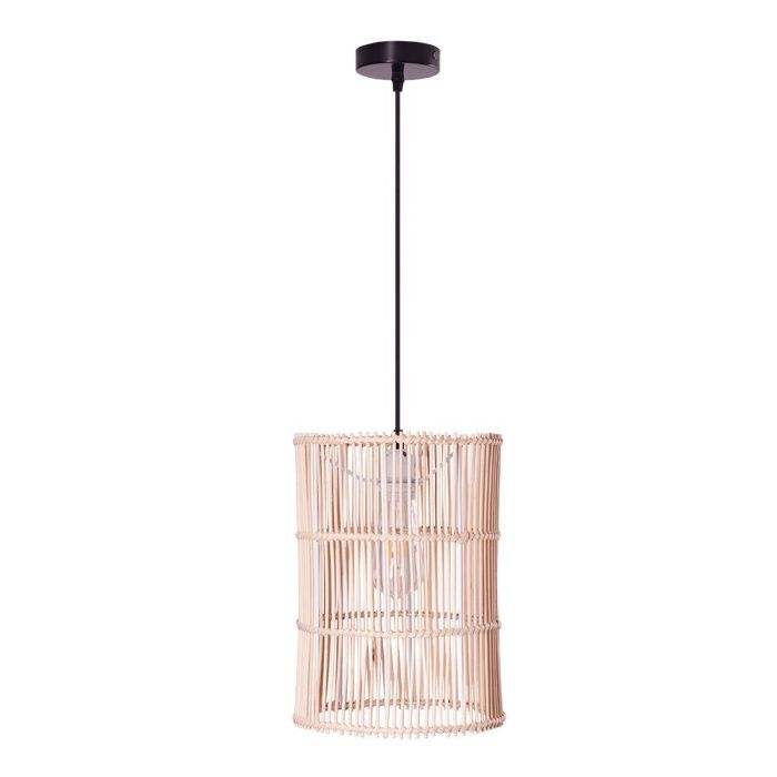 SKD-AP-RATAN Lámpara Colgante Evelynn de Ratán, compatible Bombilla E27 LED, Cable Regulable para Salón, Dormitorio, Comedor