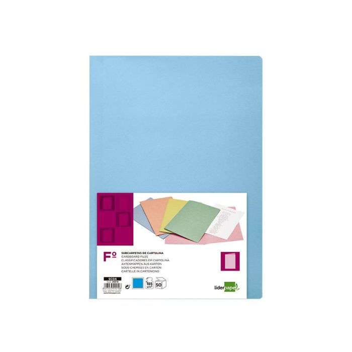 Subcarpeta Liderpapel Folio Celeste Intenso 180 gr-M2 50 unidades 1