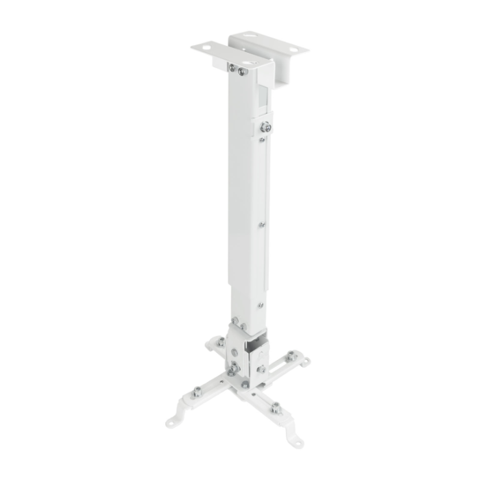 TooQ PJ2012T-W Soporte de Techo para Proyector, Inclinable y Nivelable, Carga Máx. 20kg, Blanco